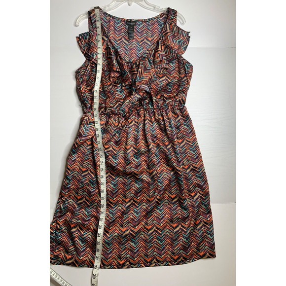 Bisou Bisou Orange blue Purple Ruffle Sleeveless V Neck Mini Women Dress size 14 - Picture 12 of 14